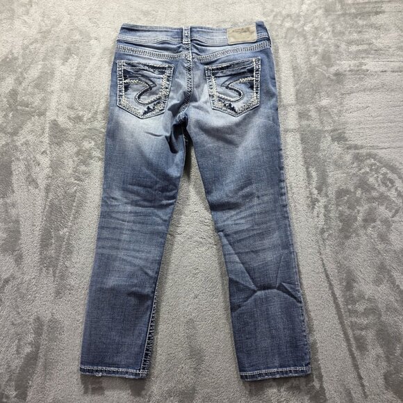 Silver Jeans Suki Capri Womens 26 Mid Rise Stretch Denim Embroidered Pockets Jea - Picture 2 of 11